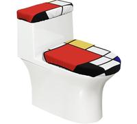 Poadnly Mondrian,Ensemble de 2 couvercles de réservoir de Toilettes réutilisables, résistants à la poussière et aux éclaboussures pour Salle de Bain