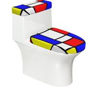 Poadnly Mondrian,Ensemble de 2 couvercles de réservoir de Toilettes réutilisables, résistants à la poussière et aux éclaboussures pour Salle de Bain