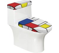 Poadnly Mondrian Minimaliste De Stijl Modern Art,Ensemble de 2 couvercles de réservoir de Toilettes réutilisables, résistants à la poussière et aux éclaboussures pour Salle de Bain