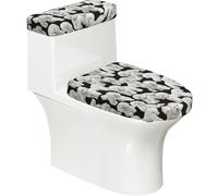 Poadnly Motif de Chien Bichon Frisé,Ensemble de 2 couvercles de réservoir de Toilettes réutilisables, résistants à la poussière et aux éclaboussures pour Salle de Bain