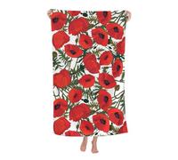 Poadnly Motif de Coquelicot imprimé,Serviette de Bain 80 x 130 cm, Ultra Douce, à séchage Rapide, idéale pour la Salle de Bain et l'hôtel.