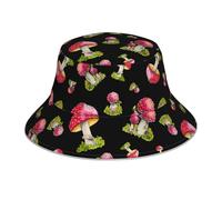 Poadnly Motif de l'amanite Tue-Mouches Rouge,Chapeau bob Adulte, Chapeau de Soleil, Casquette de Course réfléchissante de Nuit, Chapeau de pêcheur