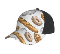 Poadnly Motif de Pain sur Blanc,Casquette de Baseball Ajustable, Style Classique, Casquette de Camionneur