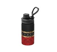 Poadnly Motif élégant à quatre feuilles rouge, noir et or,Bouteille d'eau isotherme de 12 oz en acier inoxydable, tasse à café sous vide, gourde