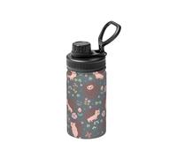 Poadnly Motif mignon de hérisson et de fleurs,Bouteille d'eau isotherme de 12 oz en acier inoxydable, tasse à café sous vide, gourde