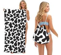 Poadnly Motif sans Couture avec Vache tachetée, Sac-Serviette 2-en-1 Compact : Serviette de Plage avec Sac à Dos à Cordon pour Les Voyages, Les Vacances et Le Camping