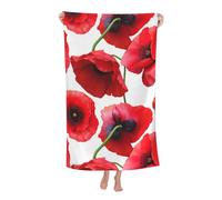 Poadnly Motif sans Couture de Coquelicot,Serviette de Bain 80 x 130 cm, Ultra Douce, à séchage Rapide, idéale pour la Salle de Bain et l'hôtel.