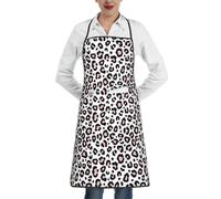 Poadnly Motifs léopard roses à la mode,Tablier de cuisine avec poches, tablier de chef imperméable et ajustable