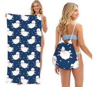 Poadnly Moutons sur Un Ciel étoilé, Sac-Serviette 2-en-1 Compact : Serviette de Plage avec Sac à Dos à Cordon pour Les Voyages, Les Vacances et Le Camping