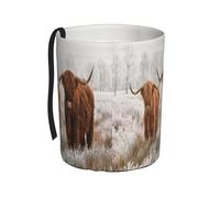 Poadnly Neige d'hiver vache écossaise des Highlands,Poubelle de voiture suspendue, résistante à l'eau, idéale pour le camping et les voyages.