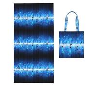 Poadnly Note de Musique Bleue, Sac à Serviettes Pliable 2 en 1, Serviettes de Plage avec Sac de Transport pour Les Voyages, Les Vacances et Le Camping