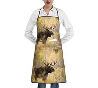 Poadnly Orignal sauvage Stan dans la forêt,Tablier de cuisine avec poches, tablier de chef imperméable et ajustable