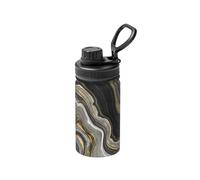 Poadnly Pierre précieuse d'agate noire et dorée moderne,Bouteille d'eau isotherme de 12 oz en acier inoxydable, tasse à café sous vide, gourde