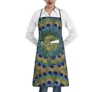 Poadnly Plumes de paon à la mode,Tablier de cuisine avec poches, tablier de chef imperméable et ajustable