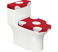 Poadnly Pois Rouges et Blancs,Ensemble de 2 couvercles de réservoir de Toilettes réutilisables, résistants à la poussière et aux éclaboussures pour Salle de Bain