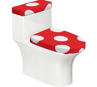 Poadnly Pois Rouges et Blancs,Ensemble de 2 couvercles de réservoir de Toilettes réutilisables, résistants à la poussière et aux éclaboussures pour Salle de Bain