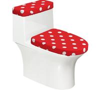 Poadnly Pois Rouges et Blancs,Ensemble de 2 couvercles de réservoir de Toilettes réutilisables, résistants à la poussière et aux éclaboussures pour Salle de Bain