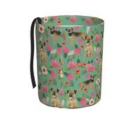 Poadnly Race de chien Border Terrier Floral,Poubelle de voiture suspendue, résistante à l'eau, idéale pour le camping et les voyages.