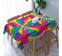 Poadnly Rayons de confettis Arc-en-Ciel et étoiles,Nappe imperméable, Anti-poussière et Infroissable Housse pour Table - 137 x 183 cm