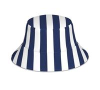 Poadnly Rayures Bleu Nuit et Blanches,Chapeau bob Adulte, Chapeau de Soleil, Casquette de Course réfléchissante de Nuit, Chapeau de pêcheur