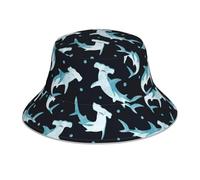 Poadnly Requin-Marteau Aquarelle,Chapeau bob Adulte, Chapeau de Soleil, Casquette de Course réfléchissante de Nuit, Chapeau de pêcheur