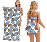 Poadnly Résumé des Meilleures et Modernes Peaux de léopard, Sac-Serviette 2-en-1 Compact : Serviette de Plage avec Sac à Dos à Cordon pour Les Voyages, Les Vacances et Le Camping