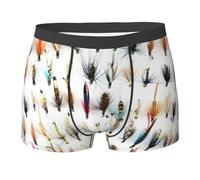 Poadnly Sélection de Mouches Traditionnelles pour la pêche à la Truite White Fish，sous-vêtements Fantaisie pour Hommes, caleçons Boxeurs en Polyester Doux,XL