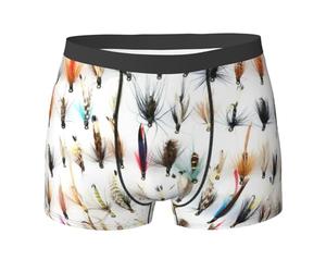 Poadnly Sélection de Mouches Traditionnelles pour la pêche à la Truite White Fish，sous-vêtements Fantaisie pour Hommes, caleçons Boxeurs en Polyester Doux,XL