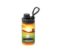 Poadnly Sport Golf Ball Sunset Tree,Bouteille d'eau isotherme de 12 oz en acier inoxydable, tasse à café sous vide, gourde