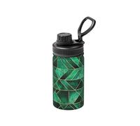 Poadnly Taies d'oreiller vert émeraude à motif abstrait nature,Bouteille d'eau isotherme de 12 oz en acier inoxydable, tasse à café sous vide, gourde