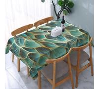 Poadnly Texture tissée Or et Vert,Nappe imperméable, Anti-poussière et Infroissable Housse pour Table - 137 x 183 cm