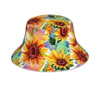 Poadnly Tournesol coloré,Chapeau bob Adulte, Chapeau de Soleil, Casquette de Course réfléchissante de Nuit, Chapeau de pêcheur