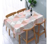 Poadnly Triangle Blanc et Rose,Nappe imperméable, Anti-poussière et Infroissable Housse pour Table - 137 x 183 cm