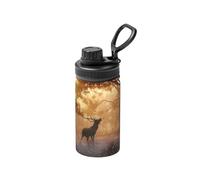 Poadnly Œuvres d'art représentant un wapiti,Bouteille d'eau isotherme de 12 oz en acier inoxydable, tasse à café sous vide, gourde
