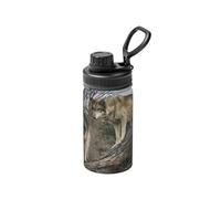 Poadnly Wolf Print,Bouteille d'eau isotherme de 12 oz en acier inoxydable, tasse à café sous vide, gourde