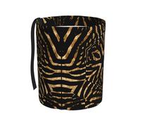 Poadnly Zèbre sauvage d'Afrique à rayures noires et dorées,Poubelle de voiture suspendue, résistante à l'eau, idéale pour le camping et les voyages.