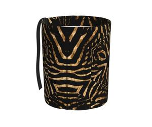 Poadnly Zèbre sauvage d'Afrique à rayures noires et dorées,Poubelle de voiture suspendue, résistante à l'eau, idéale pour le camping et les voyages.