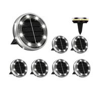 POAHNCU Lampes Solaires Au Sol, Lampe De Jardin Solaire Extérieure 8 Disques LED Souterrains allée de patio(White 1 PACK)