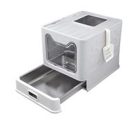 POAHNCU Toilettes pour chats, Bac À Litière Pour Chat, Complet, Entrée Avant Et Sortie Supérieure, Boîtes De Toilettes Avec Tiroir Cuillère, Bassin Pour Animaux Compagnie,pour plusieurs chats(Gray)