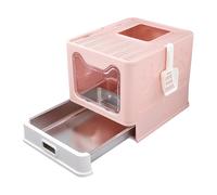 POAHNCU Toilettes pour chats, Bac À Litière Pour Chat, Complet, Entrée Avant Et Sortie Supérieure, Boîtes De Toilettes Avec Tiroir Cuillère, Bassin Pour Animaux Compagnie,pour plusieurs chats(Pink)