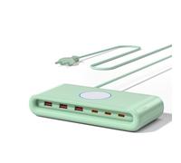 POANES Chargeur rapide USB C 100 W - 6 ports - 65 W - Station de charge USB C pour MacBook, iPhone et Samaung - Vert