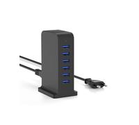 POANES Chargeur USB Multiple, Station de Charge USB Plusieurs Appareils Alimentation USB 4 Ports pour iPhone 15/14/11/12/13 Pro Max, Samsung Galaxy S21 S9 S8 Plus, LG, Huawei etc (Port Noir 25W-6)