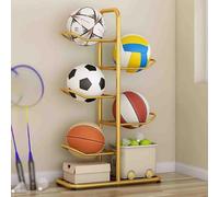 POAYDHC Basketball Rack, Garage Ball Storage Ball Rack Rolling Balls Organizer Stand Vertical Display Rack pour Ball Toys Storage(Gold,Capacity 5)
