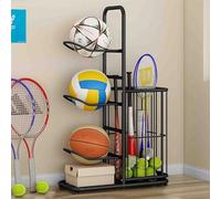 POAYDHC Basketball Rack, Garage Ball Storage Ball Rack Rolling Balls Organizer Stand Vertical Display Rack pour Ball Toys Storage(Black,Capacity 3)
