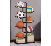 POAYDHC Basketball Rack, Garage Ball Storage Ball Rack Rolling Balls Organizer Stand Vertical Display Rack pour Ball Toys Storage(Black,Capacity 7)