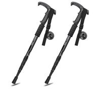 Pobbycrafm Baton De Marche Pliable Canne De Marche Pliable BâTon De Marche Alliage D'Aluminium BâTons De RandonnéE Baton De RandonnéE Black 2 pcs