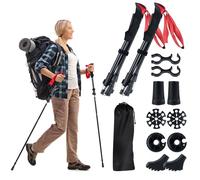 Pobbycrafm Baton De Marche Pliable RandonnéE Accessoires Batons De Marche Telescopiques Canne De Marche Pliable BâTons De RandonnéE BâTon De Marche Pliable Red Longuer 115~130 CM