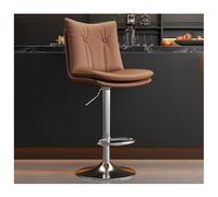 Pobbycrafm Tabourets de Bar, Chaise Haute Cuisine Pivotants, Tabouret Haut Réglables en Hauteur, Ergonomique, PU, Base Métallique pour Cuisine, Salon, Salle à Manger Brown