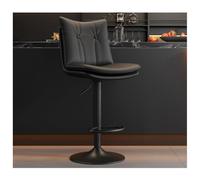 Pobbycrafm Tabourets de Bar, Chaise Haute Cuisine Pivotants, Tabouret Haut Réglables en Hauteur, Ergonomique, PU, Base Métallique pour Cuisine, Salon, Salle à Manger Black B