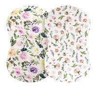 Pobibaby Lot de 2 draps de lit de qualité supérieure pour berceau standard Mélange de coton ultra doux, motif floral élégant, sûr et nug pour bébé (Allure)
